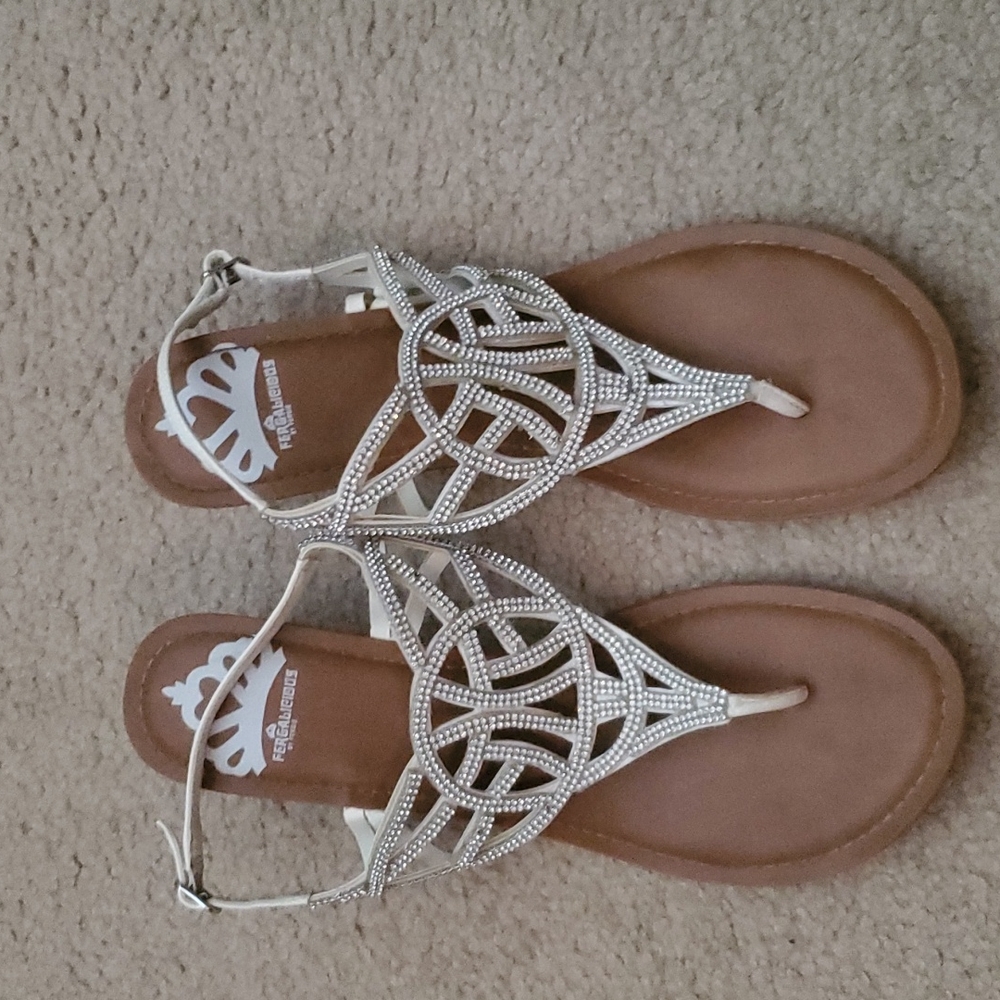 Fergalicious Rhinestone Wedge Sandals